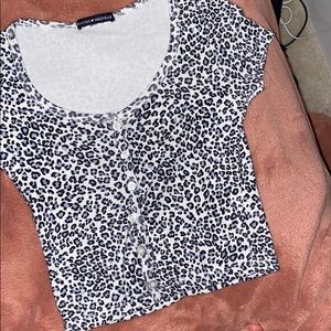 brandy melville leopard button up top from pacsun